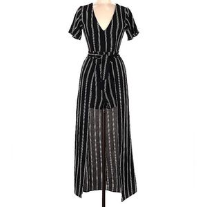 Crystal Sky Black and White Striped Shorts Romper with Cut Out Back Size 3